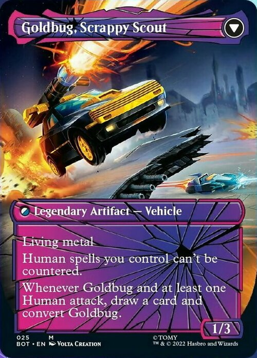 Goldbug, Humanity's Ally // Goldbug, Scrappy Scout Card Back