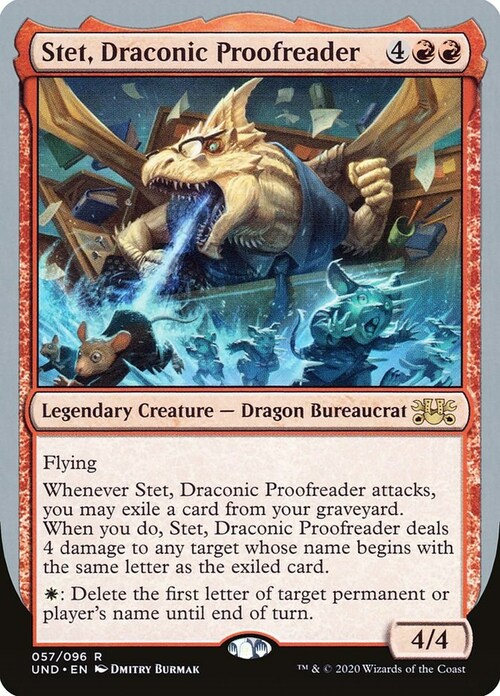 Stet, Draconic Proofreader Card Front