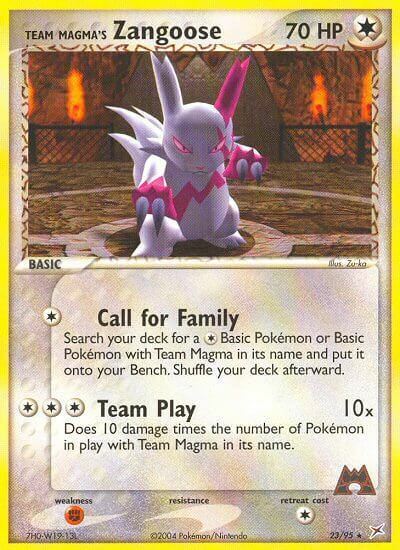 Team Magma's Zangoose Card Front