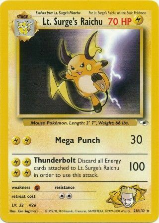 Lt. Surge's Raichu Card Front