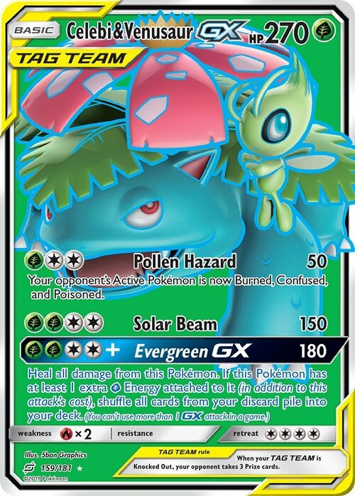 Celebi & Venusaur GX Card Front