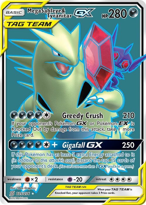 Mega Sableye & Tyranitar GX Card Front