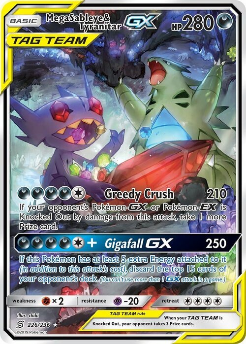 Mega Sableye & Tyranitar GX Card Front