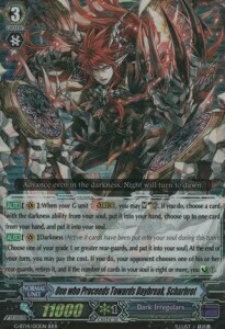 One who Proceeds Towards Daybreak, Scharhrot Card Front