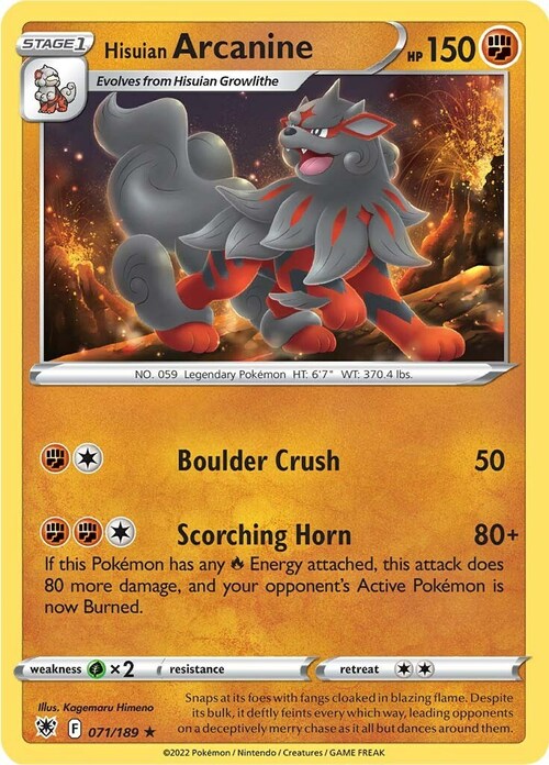 Hisuian Arcanine Card Front