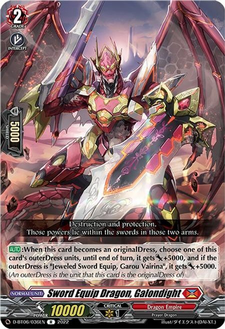 Sword Equip Dragon, Galondight Card Front