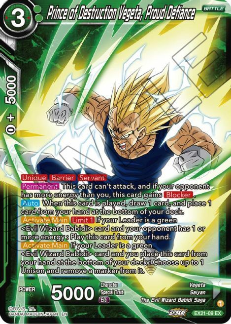 Prince of Destruction Vegeta, Proud Defiance Card Front