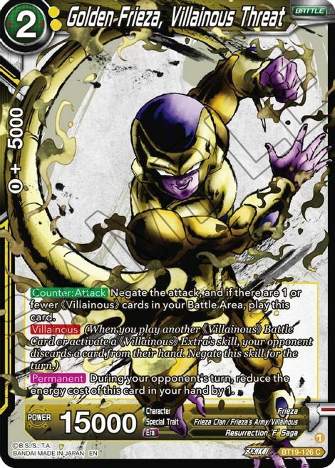 Golden Frieza, Villainous Threat Card Front