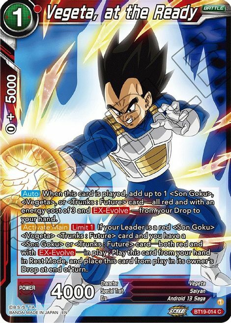 Vegeta, at the Ready Card Front