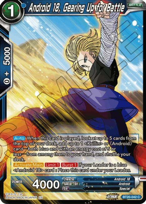 Android 18, Gearing Up for Battle Card Front