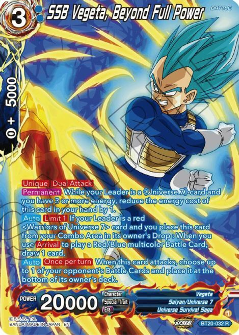 SSB Vegeta, Beyond Full Power Card Front