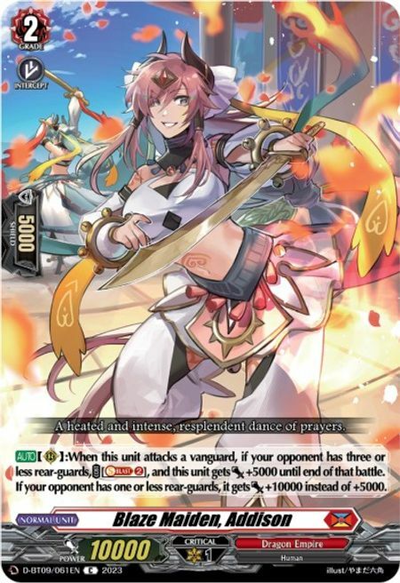 Blaze Maiden, Addison Card Front