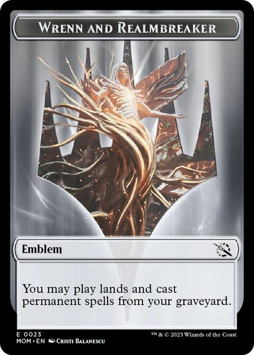 Wrenn and Realmbreaker Emblem // Phyrexian Myr Card Front