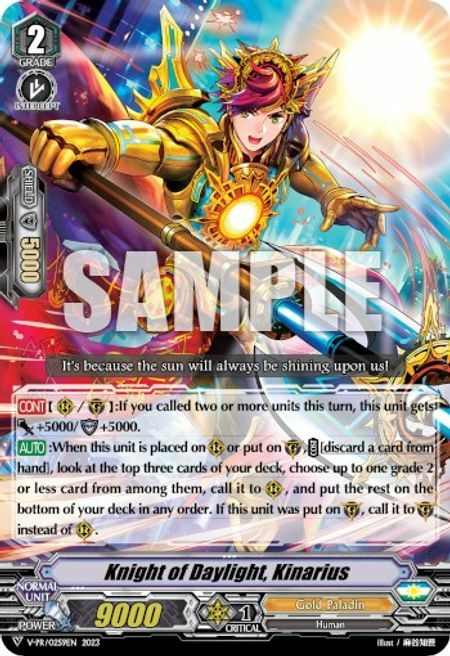 Knight of Daylight, Kinarius Card Front