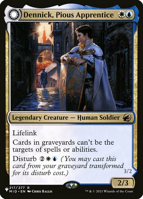 Dennick, Pious Apprentice // Dennick, Pious Apparition Card Front