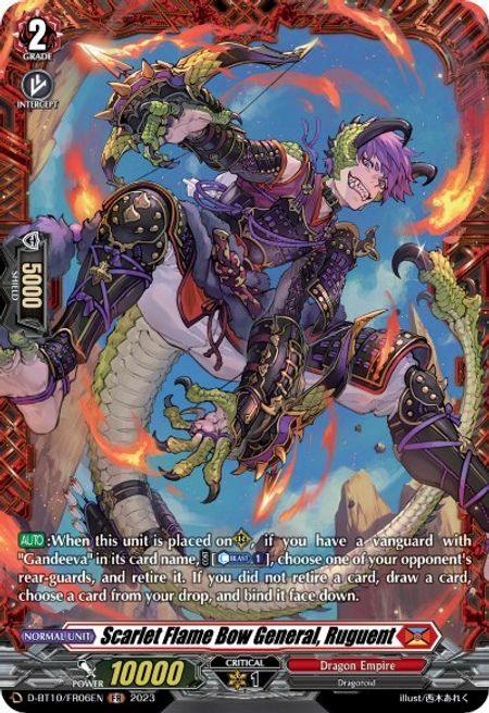 Scarlet Flame Bow General, Ruguent Card Front