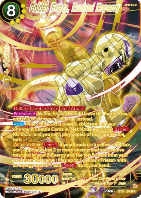 Golden Frieza, Evolved Emperor Card Front