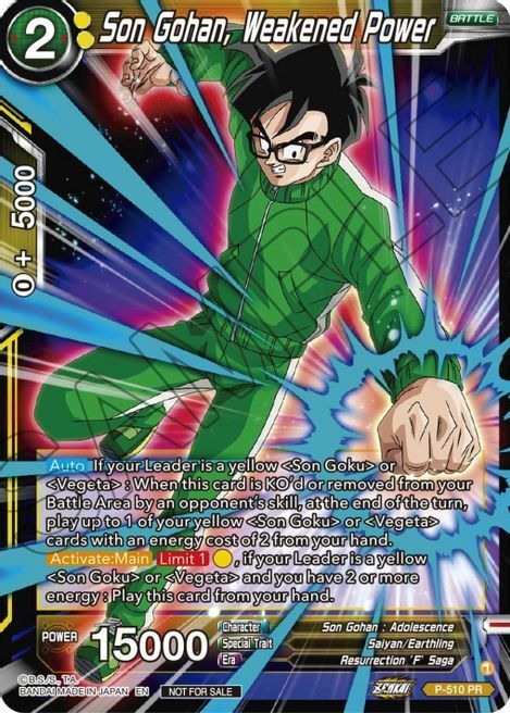 Son Gohan, Weakened Power Card Front