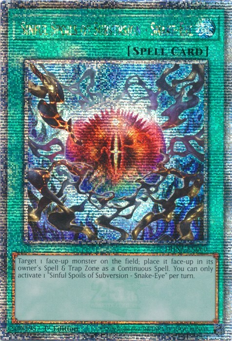 Sinful Spoils of Subversion - Snake-Eye Card Front