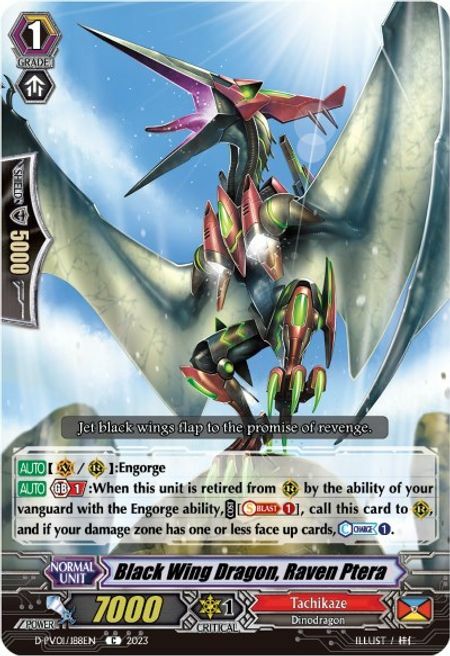 Black Wing Dragon, Raven Ptera Card Front