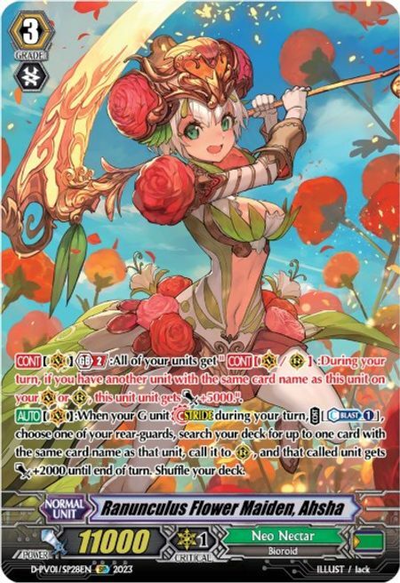 Ranunculus Flower Maiden, Ahsha Card Front