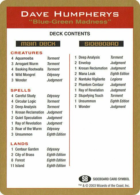 Dave Humpherys Decklist Card Front