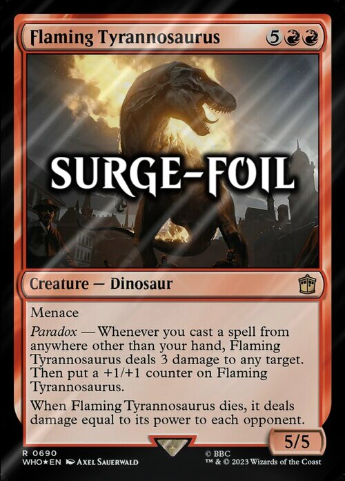 Flaming Tyrannosaurus Card Front