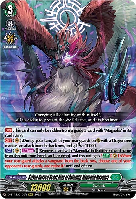 Sylvan Horned Beast King of Calamity, Magnolia Masques Card Front