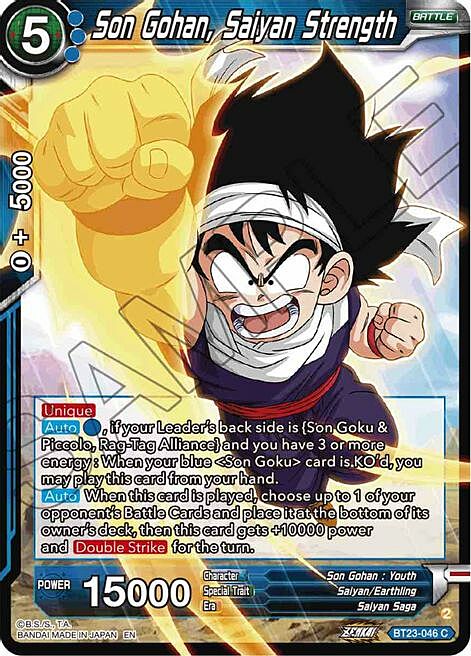 Son Gohan, Saiyan Strength Card Front