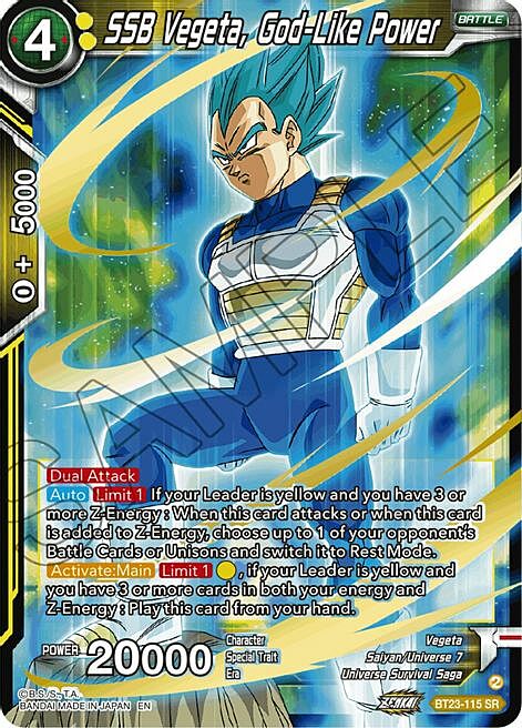 SSB Vegeta, God-Like Power Card Front