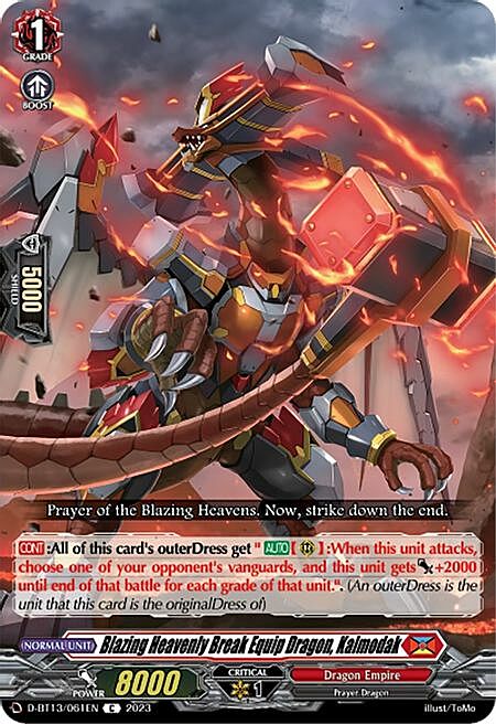 Blazing Heavenly Break Equip Dragon, Kalmodak Card Front