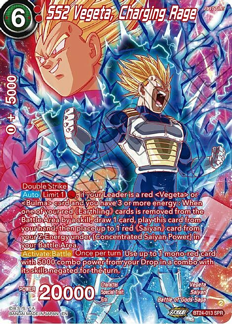 SS2 Vegeta, Charging Rage Card Front