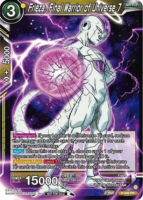 Frieza, Final Warrior of Universe 7 Card Front