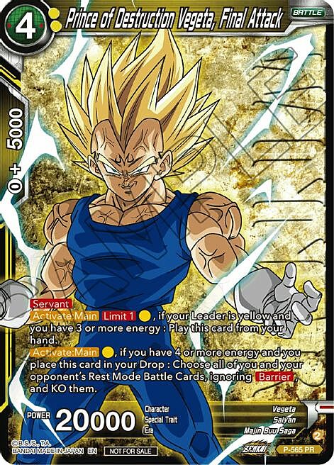 Prince of Destruction Vegeta, Final Attack Card Front