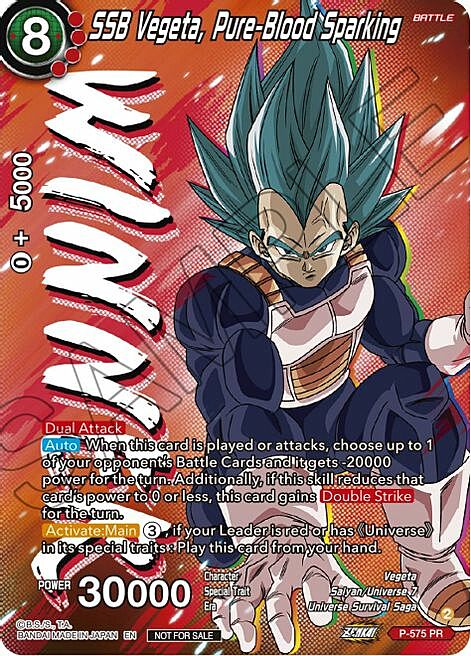 SSB Vegeta, Pure-Blood Sparking Card Front