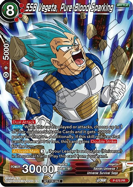 SSB Vegeta, Pure-Blood Sparking Card Front