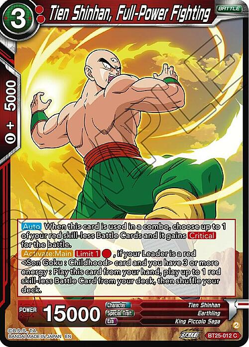 Tien Shinhan, Full-Power Fighting Card Front