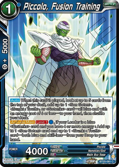 Piccolo, Fusion Training Card Front