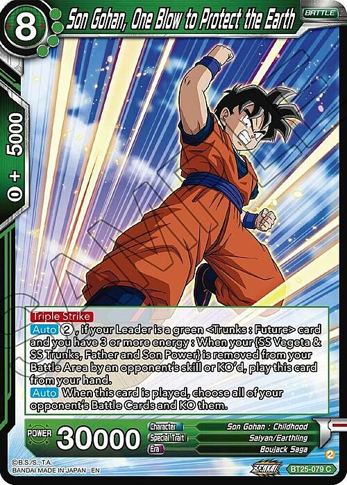 Son Gohan, One Blow to Protect the Earth Card Front