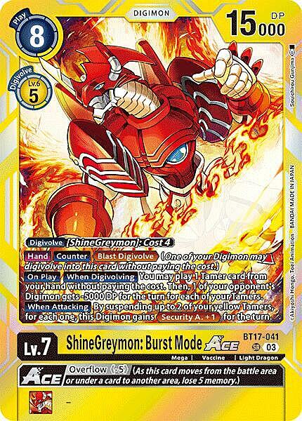 ShineGreymon: Burst Mode Ace Card Front