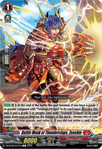 Battle Monk of Thunderclaps, Zenshin Card Front