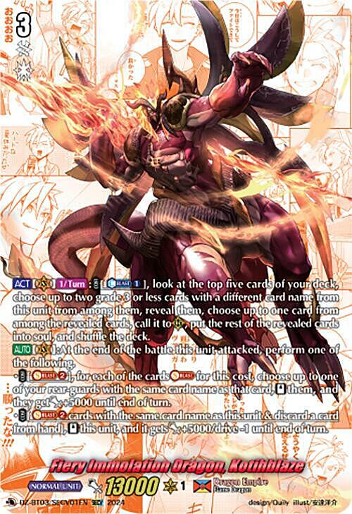 Fiery Immolation Dragon, Kotihblaze Card Front