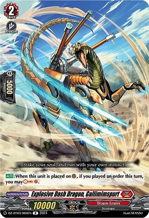 Explosive Dash Dragon, Gallimimspurt Card Front