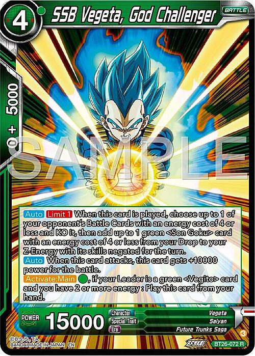 SSB Vegeta, God Challenger Card Front