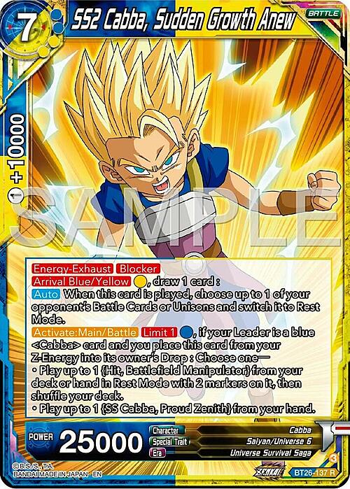 SS2 Cabba, Sudden Growth Anew Card Front