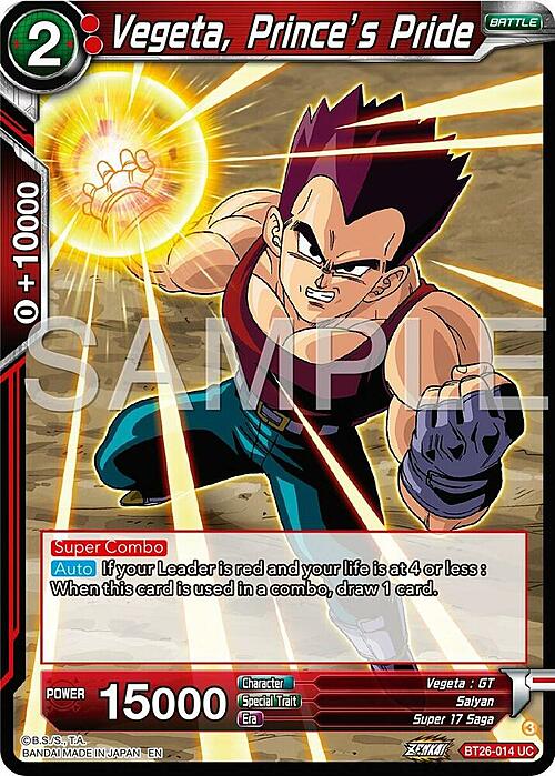 Vegeta, Prince's Pride Card Front