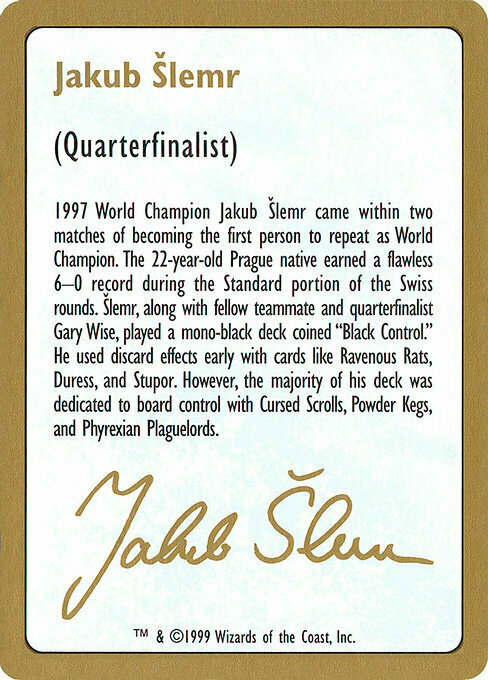 Jakub Šlemr Bio (1999) Card Front