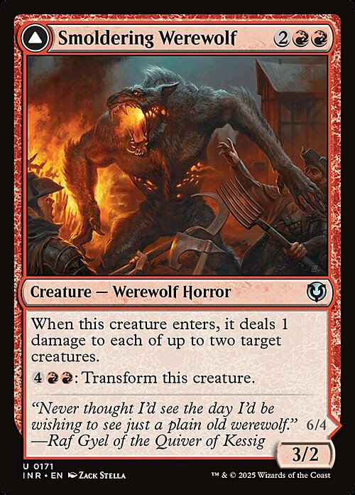 Smoldering Werewolf // Erupting Dreadwolf Card Front