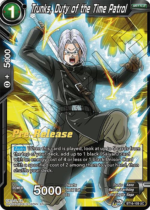 Trunks, Duty of the Time Patrol Card Front