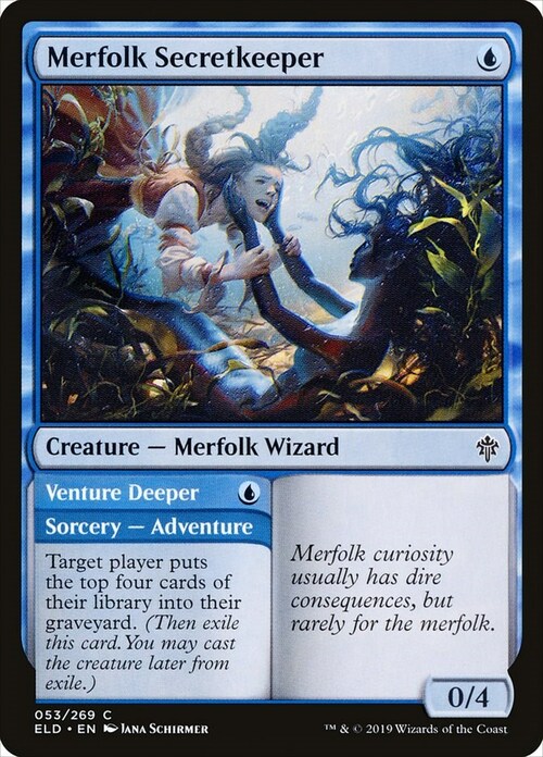 Merfolk Secretkeeper // Venture Deeper Card Front